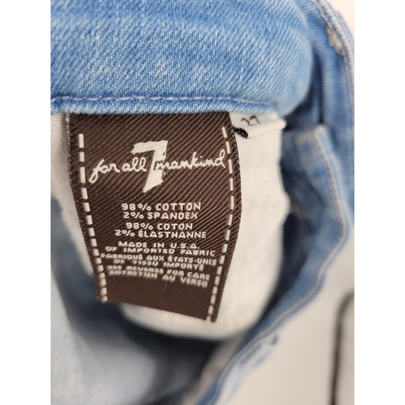 7 for All Mankind 27 Mid-Rise Cropped Skinny Jeans Light Wash Slim Faded - Picture 5 of 7
